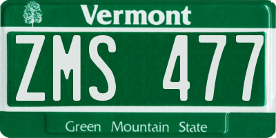 VT license plate ZMS477