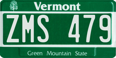 VT license plate ZMS479