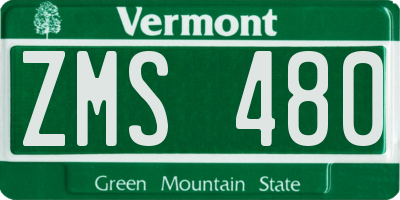 VT license plate ZMS480