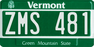 VT license plate ZMS481