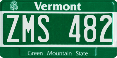 VT license plate ZMS482