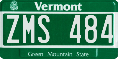 VT license plate ZMS484