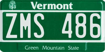VT license plate ZMS486