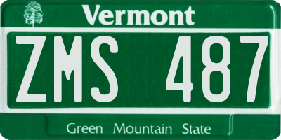 VT license plate ZMS487