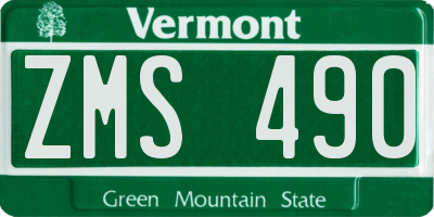 VT license plate ZMS490