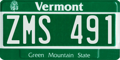 VT license plate ZMS491