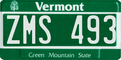 VT license plate ZMS493