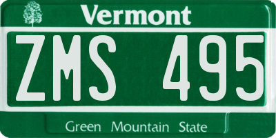 VT license plate ZMS495