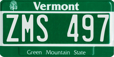 VT license plate ZMS497