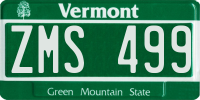 VT license plate ZMS499