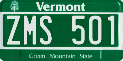 VT license plate ZMS501