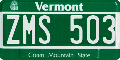 VT license plate ZMS503