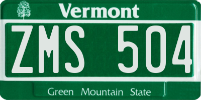 VT license plate ZMS504