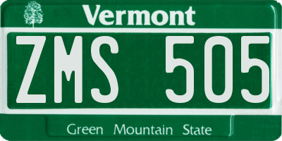 VT license plate ZMS505