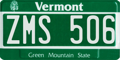VT license plate ZMS506
