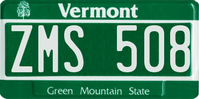 VT license plate ZMS508