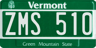 VT license plate ZMS510