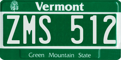 VT license plate ZMS512