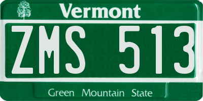 VT license plate ZMS513