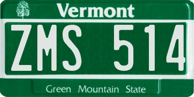 VT license plate ZMS514