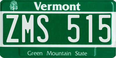 VT license plate ZMS515