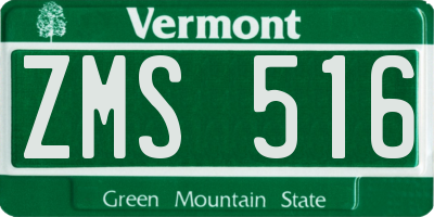 VT license plate ZMS516