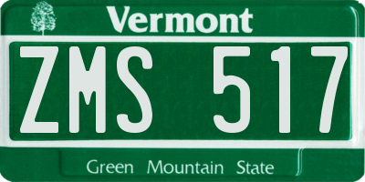 VT license plate ZMS517