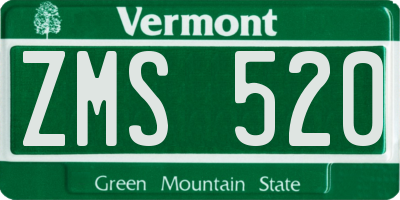 VT license plate ZMS520