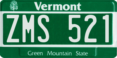 VT license plate ZMS521