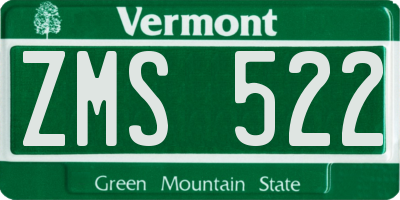 VT license plate ZMS522