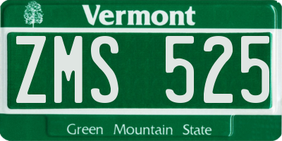 VT license plate ZMS525