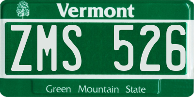 VT license plate ZMS526