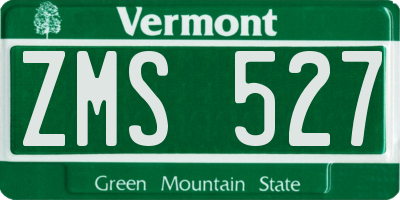 VT license plate ZMS527