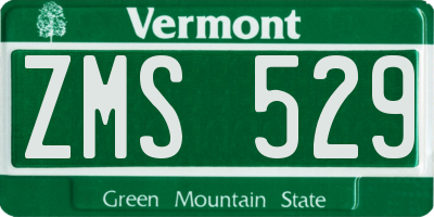 VT license plate ZMS529