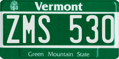 VT license plate ZMS530