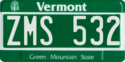 VT license plate ZMS532