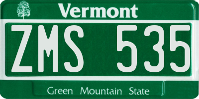 VT license plate ZMS535