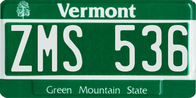 VT license plate ZMS536