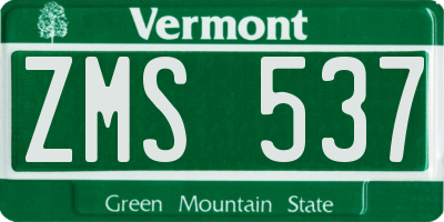 VT license plate ZMS537