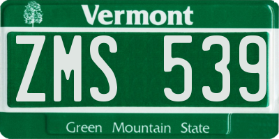 VT license plate ZMS539