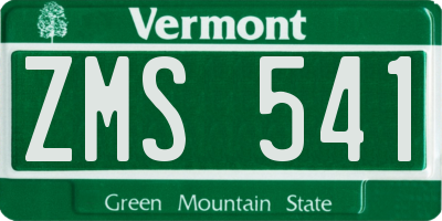 VT license plate ZMS541