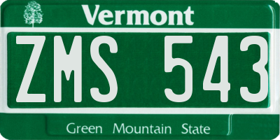 VT license plate ZMS543