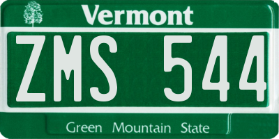 VT license plate ZMS544