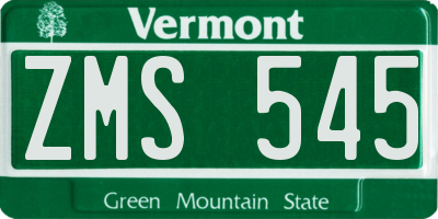 VT license plate ZMS545