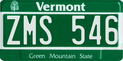 VT license plate ZMS546
