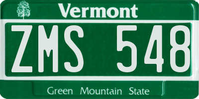 VT license plate ZMS548