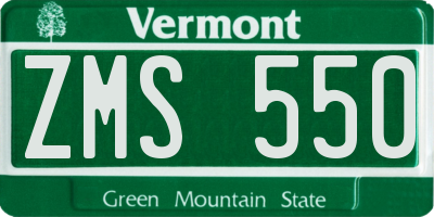 VT license plate ZMS550