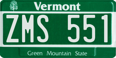 VT license plate ZMS551