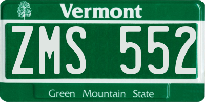 VT license plate ZMS552