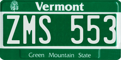 VT license plate ZMS553
